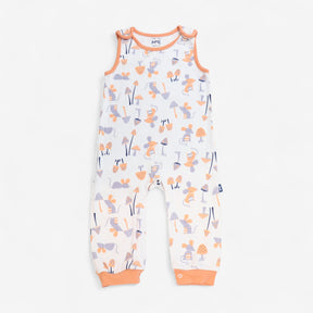 Romper white with grey an orang mice