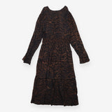 Maxi Dress Black Bronze Metallic Print Tiered