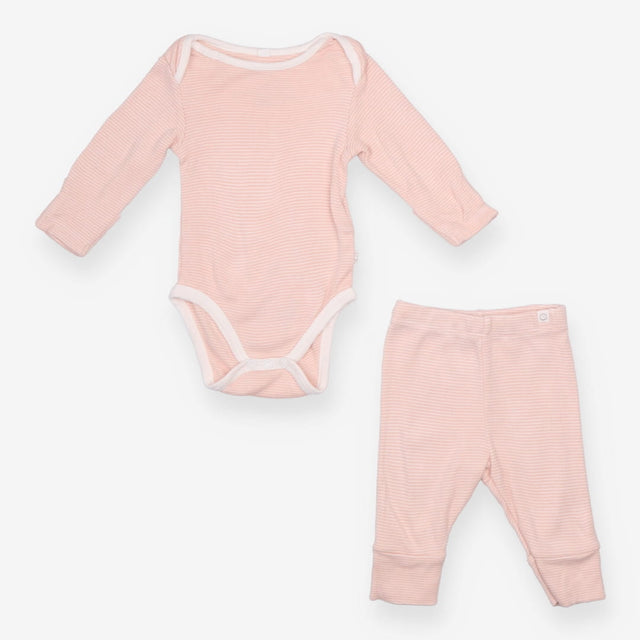 Bodysuit and leggings set pink stripe