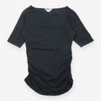 Black Ruched-Side Cotton Jersey Top