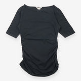 Black Ruched-Side Cotton Jersey Top