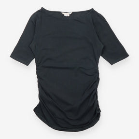 Black Ruched-Side Cotton Jersey Top