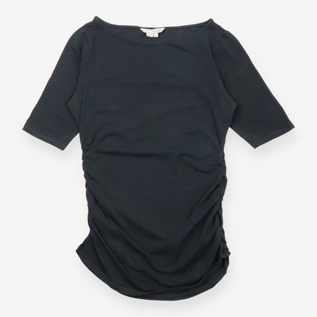 Black Ruched-Side Cotton Jersey Top