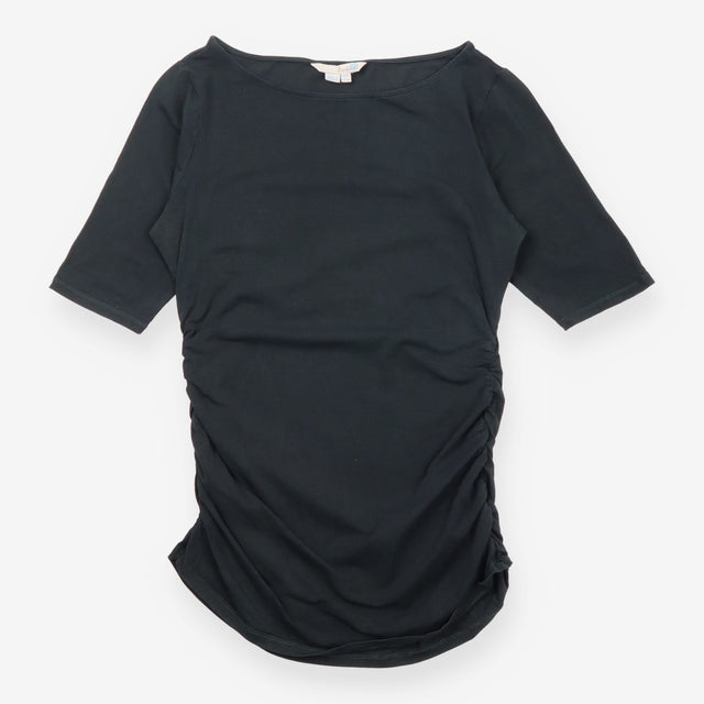 Black Ruched-Side Cotton Jersey Top