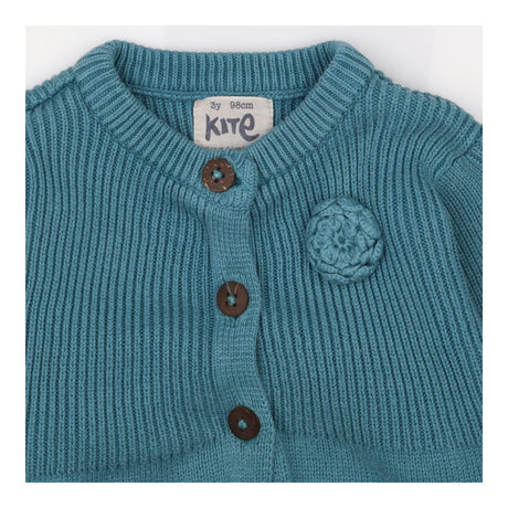 Cardigan Teal knitted flower