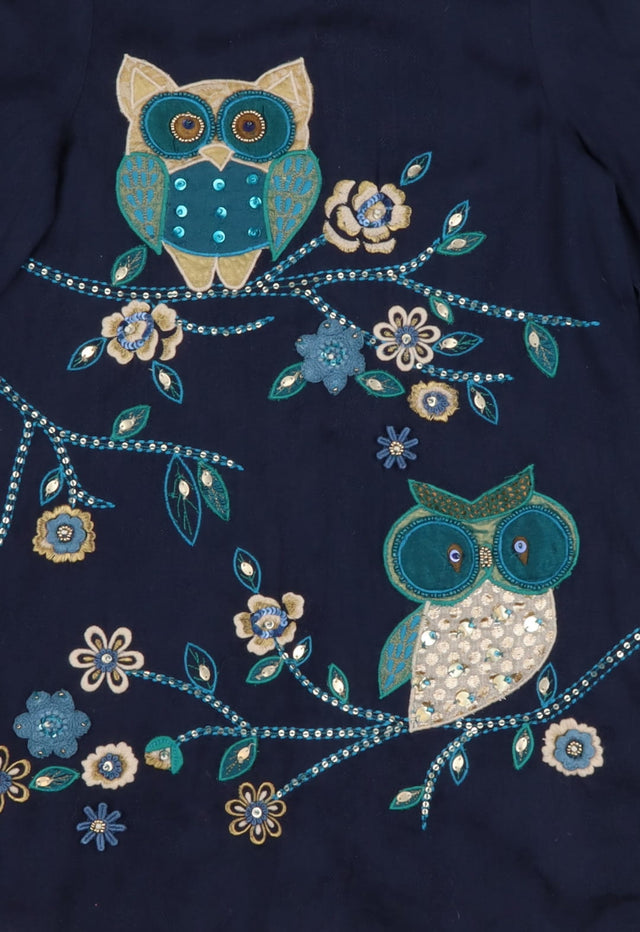 Dress long sleeve navy sequins owl