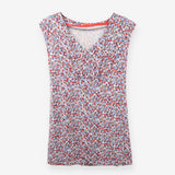 Floral Jersey Tunic Top Cap Sleeve