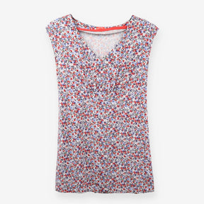 Floral Jersey Tunic Top Cap Sleeve