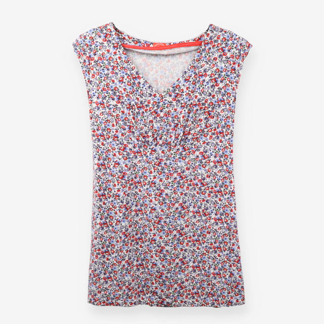 Floral Jersey Tunic Top Cap Sleeve
