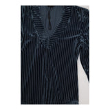 Bodysuit Blue Velvet Striped Long Sleeve V-Neck