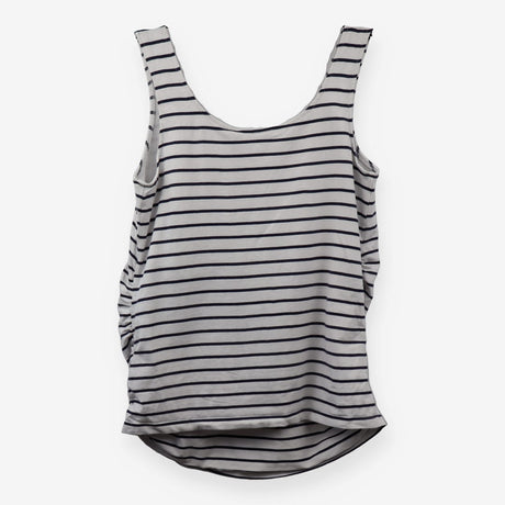 Navy Striped maternity vest top with built in bra