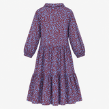 Tiered Mini Dress Floral Burgundy Blue