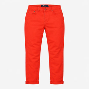 Bright Red Stretch Denim Slim Leg Petite Jeans ```