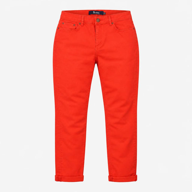 Bright Red Stretch Denim Slim Leg Petite Jeans ```