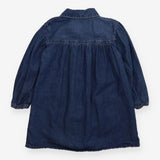 Dress Button Up Blue Denim butterfly on pocket