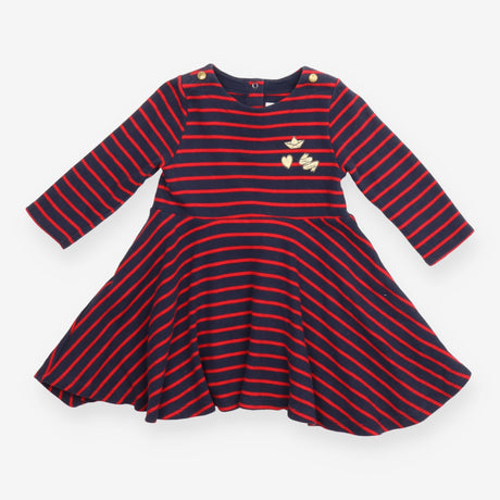 Navy and Red Striped Dress