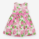 Dress Woven Sleeveless Pink Floral Print with Pink