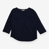 Navy Broderie Anglaise Cotton Tunic – Button Front