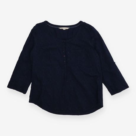 Navy Broderie Anglaise Cotton Tunic – Button Front