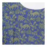 Top Blue Yellow Tiger Palm Print 100% Linen Short 