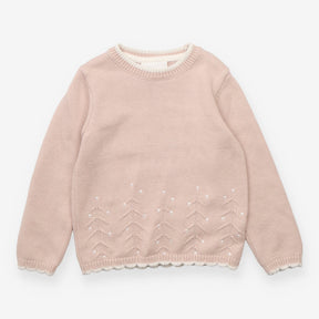 Festive Knit Sweater Pink Christmas Trees