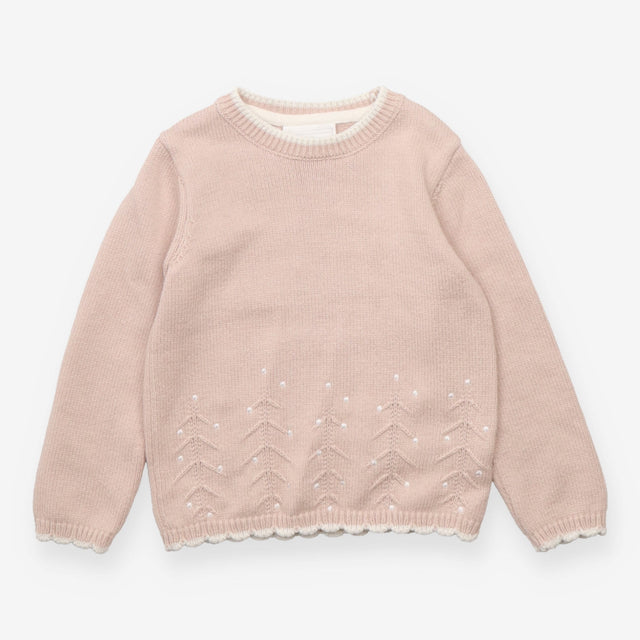Festive Knit Sweater Pink Christmas Trees