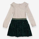 Dress cream sparkle with green and gold stars