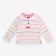 Jersey Sweater White Multi Coloured Strips and But