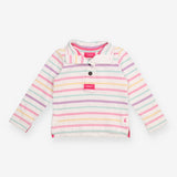 Jersey Sweater White Multi Coloured Strips and But