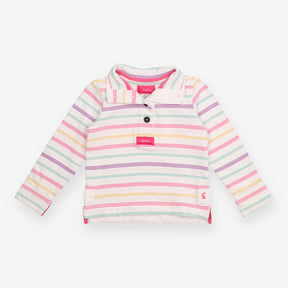 Jersey Sweater White Multi Coloured Strips and But