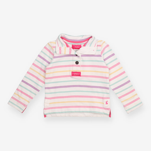 Jersey Sweater White Multi Coloured Strips and But