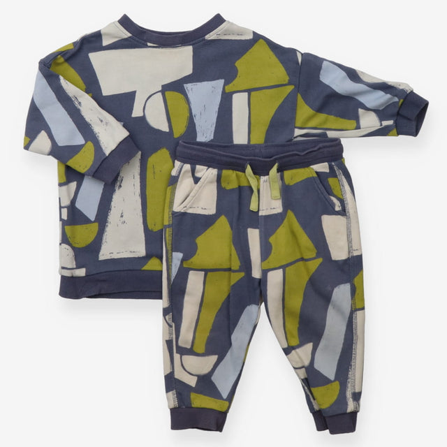Sweater and Jogger Set Blue Abstract Shapes