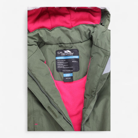Parka Coat Khaki with Pink Fleece Lining