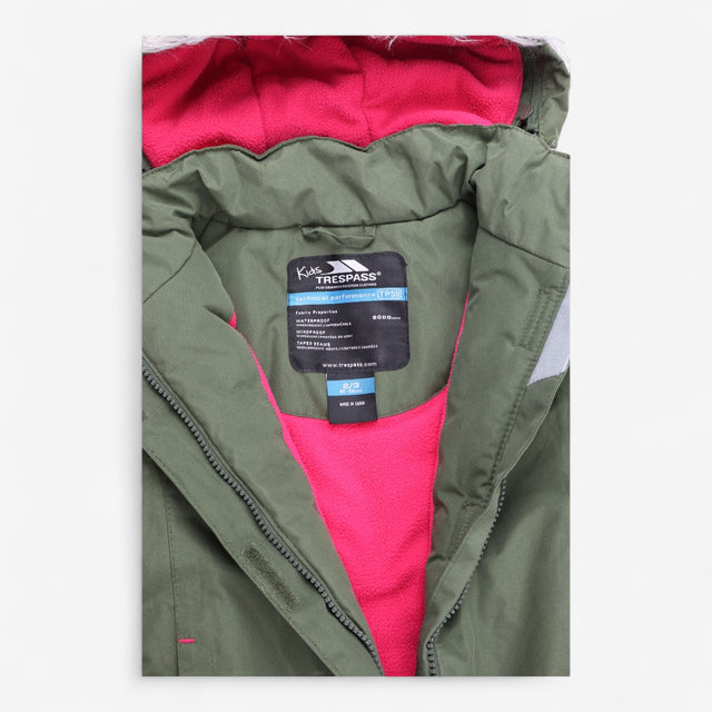 Parka Coat Khaki with Pink Fleece Lining