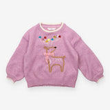 Jumper Knit Purple Sequin Reindeer