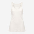White Ribbed Cotton Stretch Crochet Lace Back Scoo
