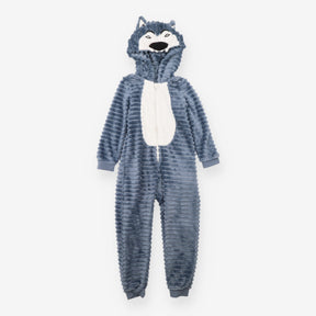 Onesie grey rib velour Wolf