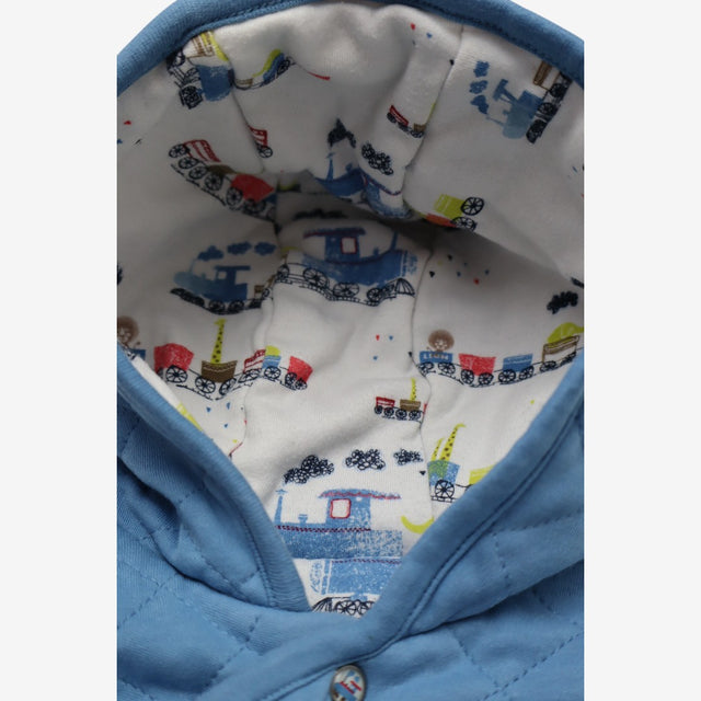 Quilted Pramsuit Blue Train