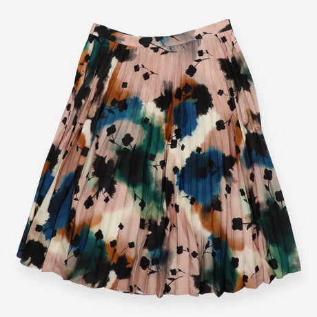 Abstract Floral Pleated Midi Skirt