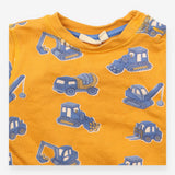 Sweater yellow with multi construction vehicles