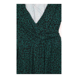 Teal Leopard Print Wrap Front Wide Leg Jersey Jump