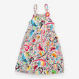 Swim Dress White Base - Rainbow Bird Print