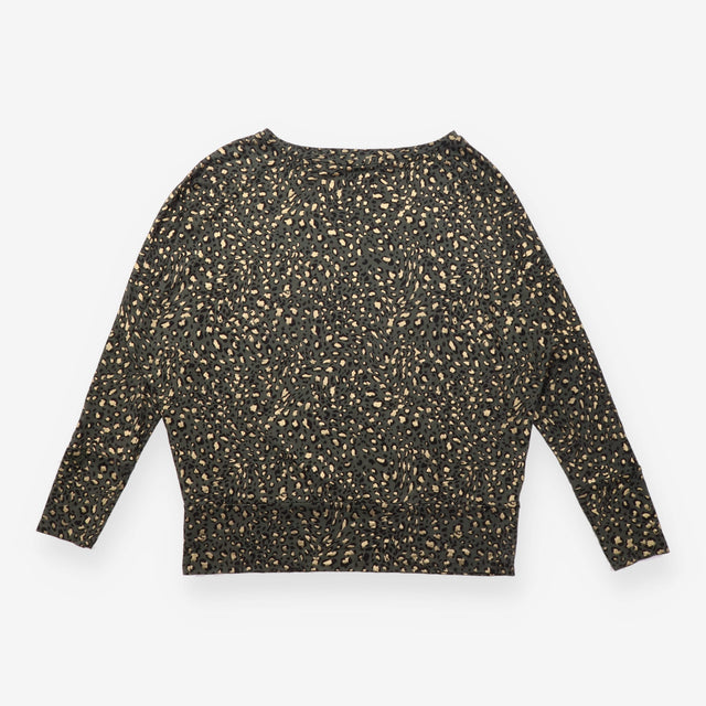 Long Sleeve Top Khaki Gold Animal Print Jersey