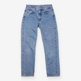 Cropped Jeans Blue Low Rise Slim Straight Leg
