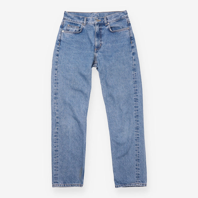 Cropped Jeans Blue Low Rise Slim Straight Leg