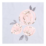 Tee LS blue  flower sequins pink applique