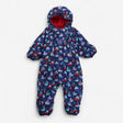 Pramsuit navy with boats red fleece lined 