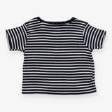 Tee SS white large navy stripe