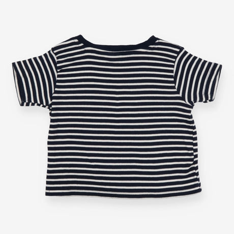 Tee SS white large navy stripe