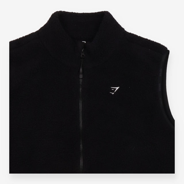 Gilet Black Sherpa Fleece Teddy Zip Front